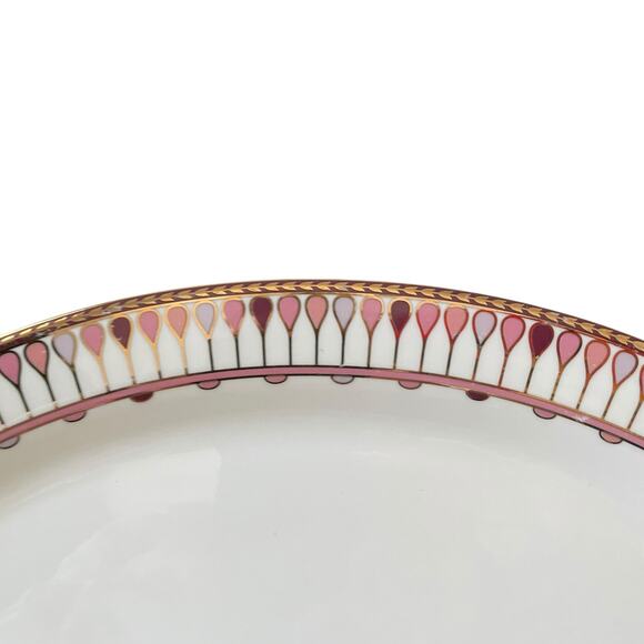 Grace Teaware Fine Porcelain Oval Serving Platter 14x9 Pink Gold Geometric New - Picture 3 of 12